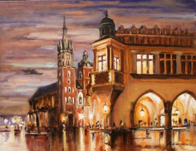 Rynek - a painting by Andrzej Kamieński