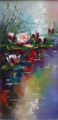 Kwiaty na wodzie - a painting by Marian Jesień