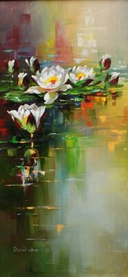 Kwiaty na wodzie - a painting by Marian Jesień