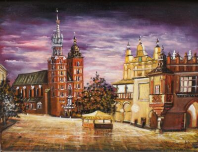 Rynek nocą - a painting by Artur Partycki