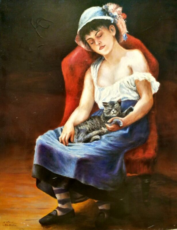 Dziewczynka z kotem - a painting by Krzysztof Wodnicki