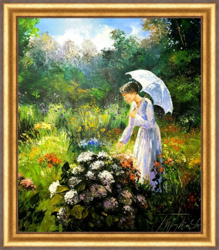 Kobieta w kwiatach - a painting by Tadeusz Wojtkowski