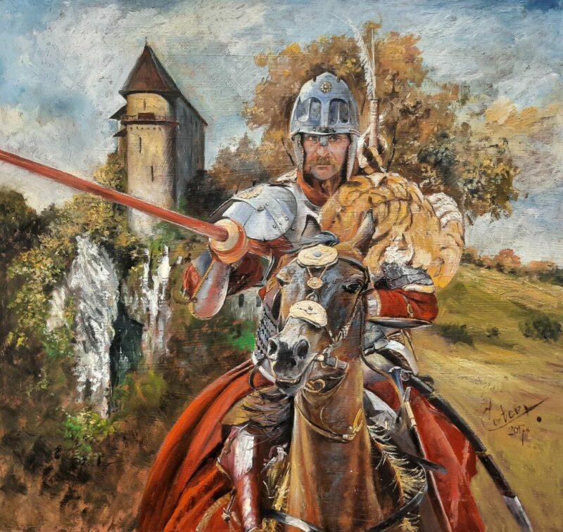 Rycerz, koń, kopia - a painting by Zbigniew Cortez Zając
