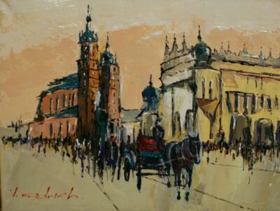 Rynek z dorożką - a painting by Viktor Fridrikh