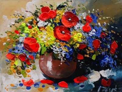 Kwiaty w wazonie - a painting by Tadeusz Wojtkowski