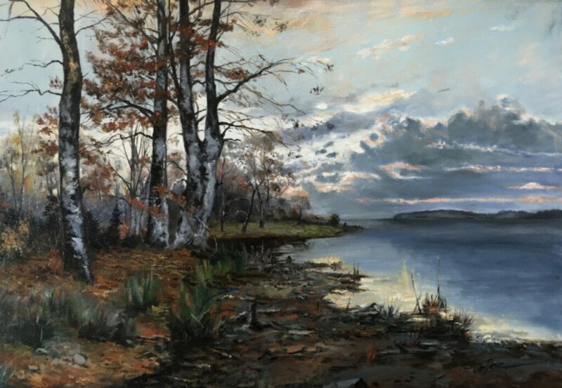 Pejzaż jesienny nad jeziorem - a painting by Zbigniew Cortez Zając
