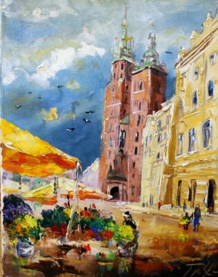 Kosciół Mariacki - a painting by Tadeusz Wojtkowski