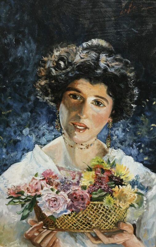 Piękna z kwiatami - a painting by Zbigniew Cortez Zając
