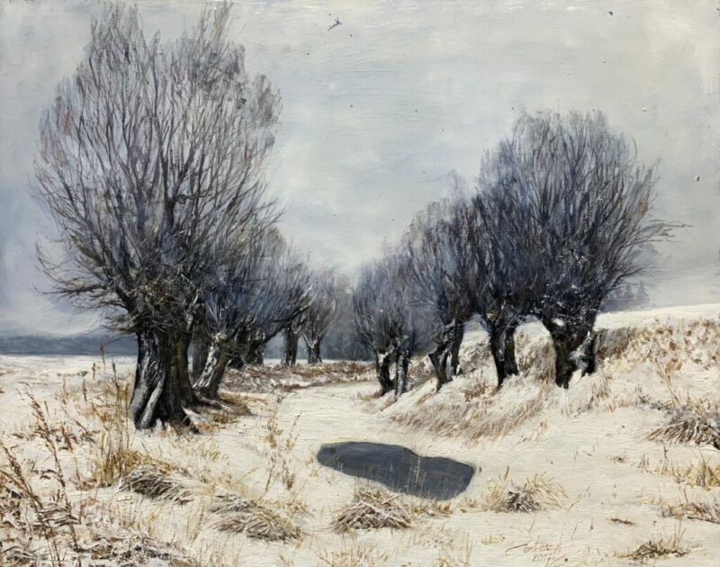 Okraszone zimą wierzby - a painting by Zbigniew Cortez Zając