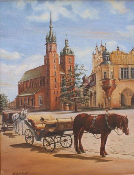 Dorożka na rynku - a painting by Magdalena Żołnierek