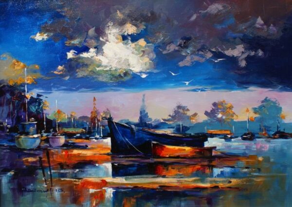 Port - a painting by Marian Jesień