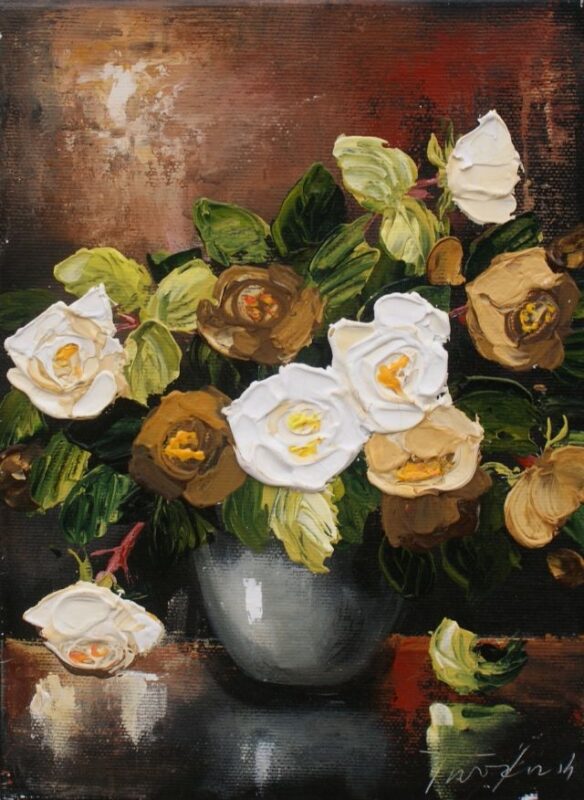 Białe róże - a painting by Tadeusz Wojtkowski