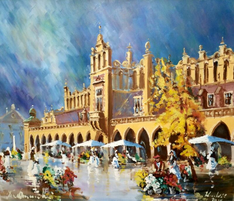 Kwiaciarki przy sukiennicach - a painting by Jan Kanty Chrzanowski