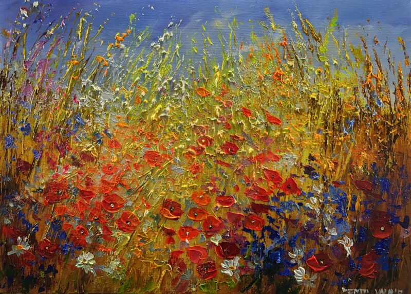Poppies in the cereal - a painting by Pentti Vainio