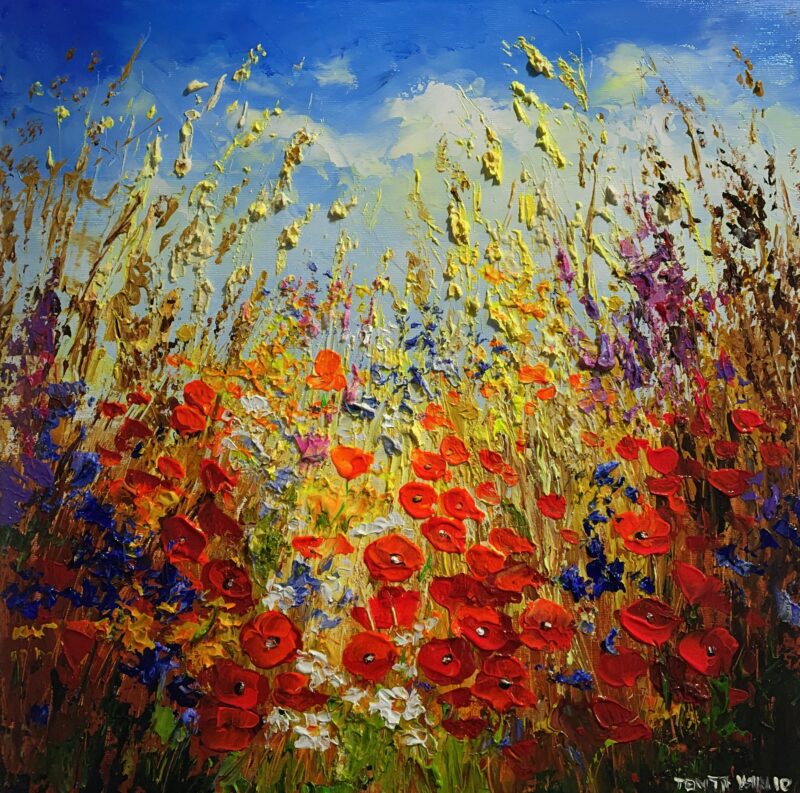 Poppies in the cereal - a painting by Pentti Vainio