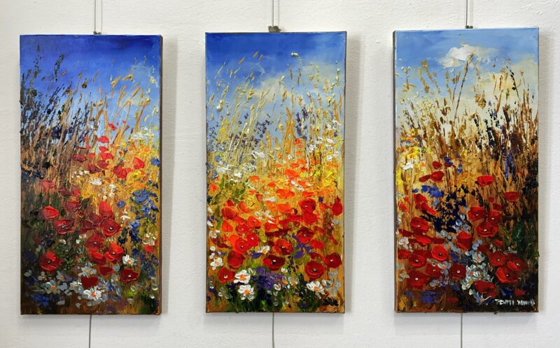 Flowers  – triptych - a painting by Pentti Vainio