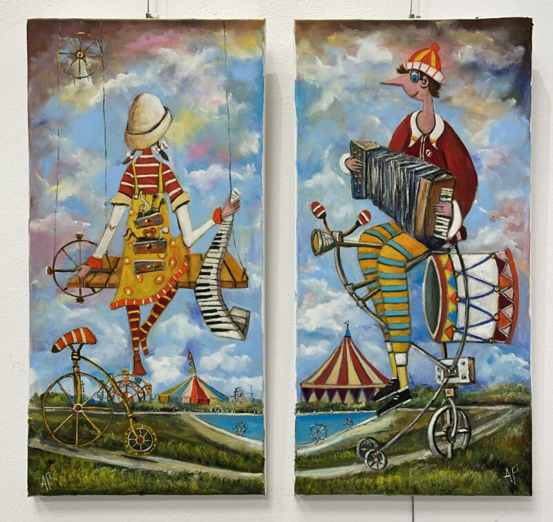 Music brings dreams  – diptych - a painting by Artur Płachta