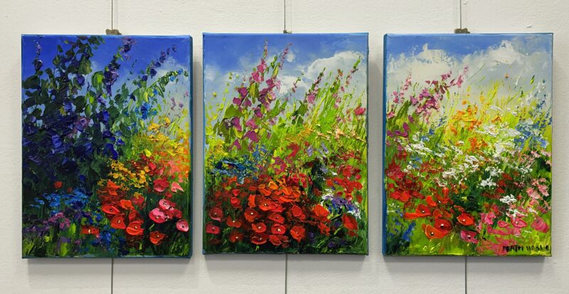 Flowers  – triptych - a painting by Pentti Vainio