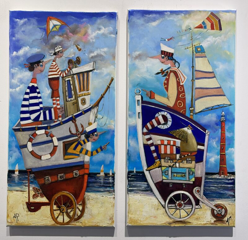 We, the wind and the sea  – diptych - a painting by Artur Płachta