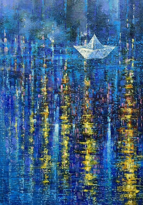 Paper ship - a painting by Danuta Frydrych