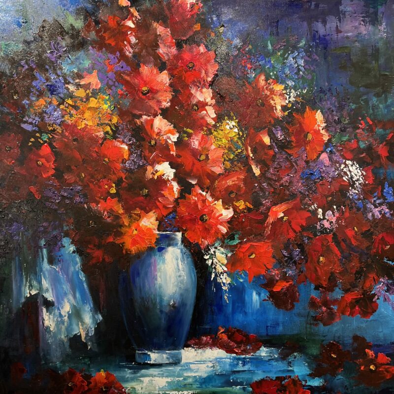 Flowers in a vase - a painting by Tadeusz Wojtkowski