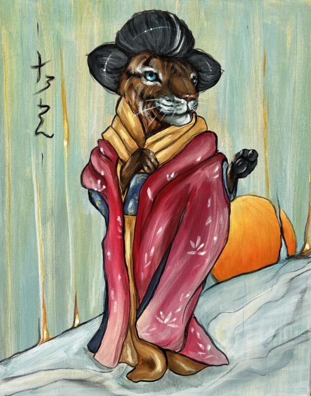 Geisha cat - a painting by Oksana Osowska