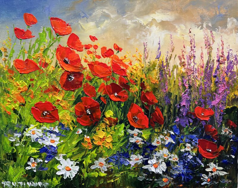 Poppies field - a painting by Pentti Vainio