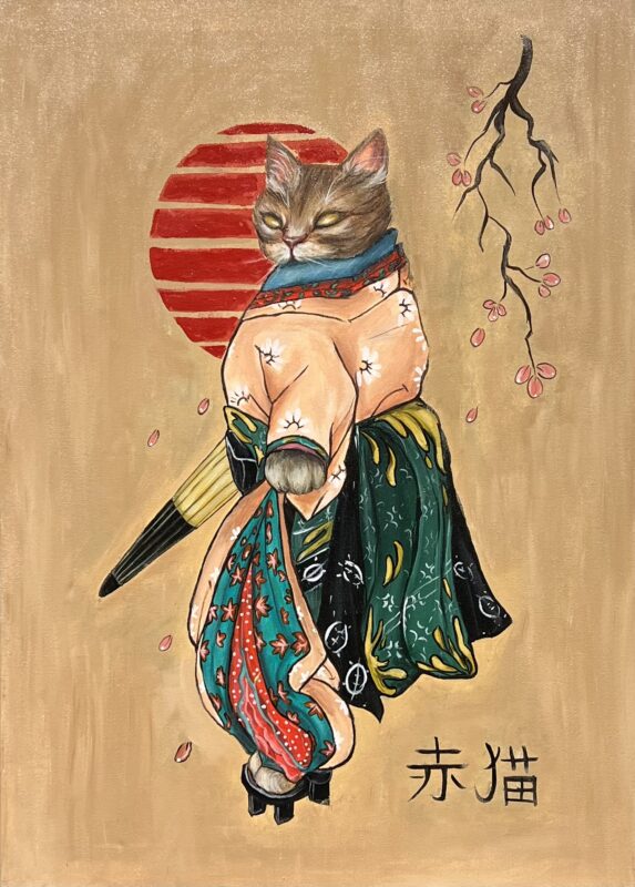 Geisha cat - a painting by Oksana Osowska