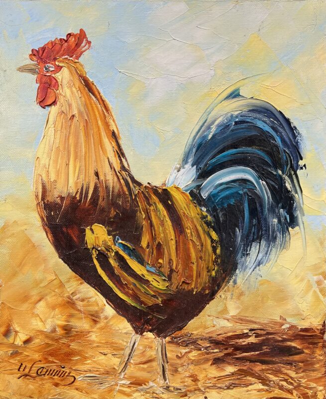 Rooster - a painting by Urszula Lemańska