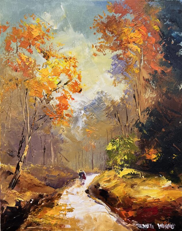 Autumn walk - a painting by Pentti Vainio