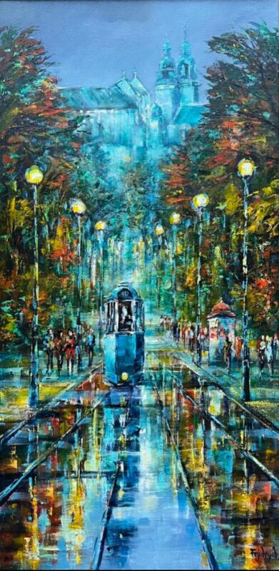 Tram - a painting by Danuta Frydrych