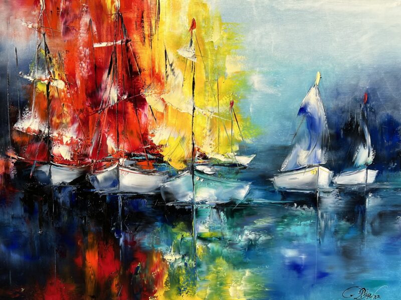 Boats - a painting by Danuta Mazurkiewicz