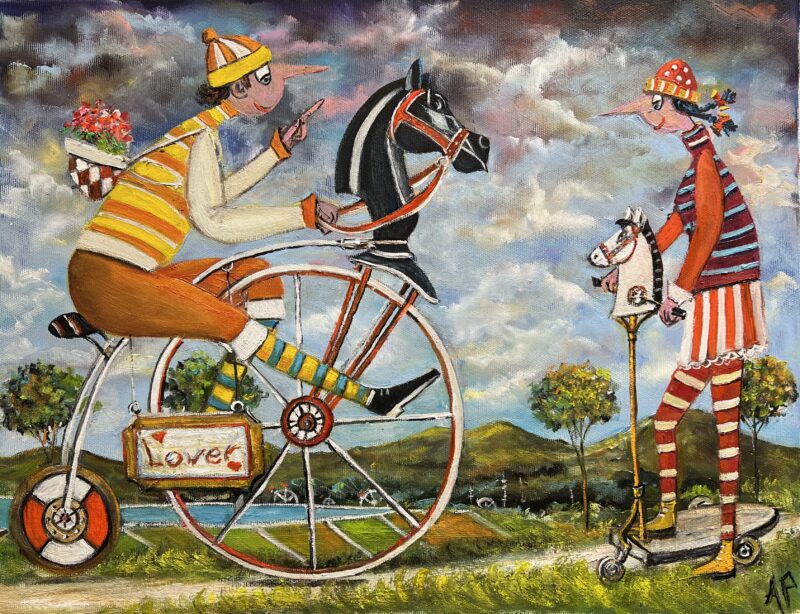 By bike? Then I’m here baby - a painting by Artur Płachta