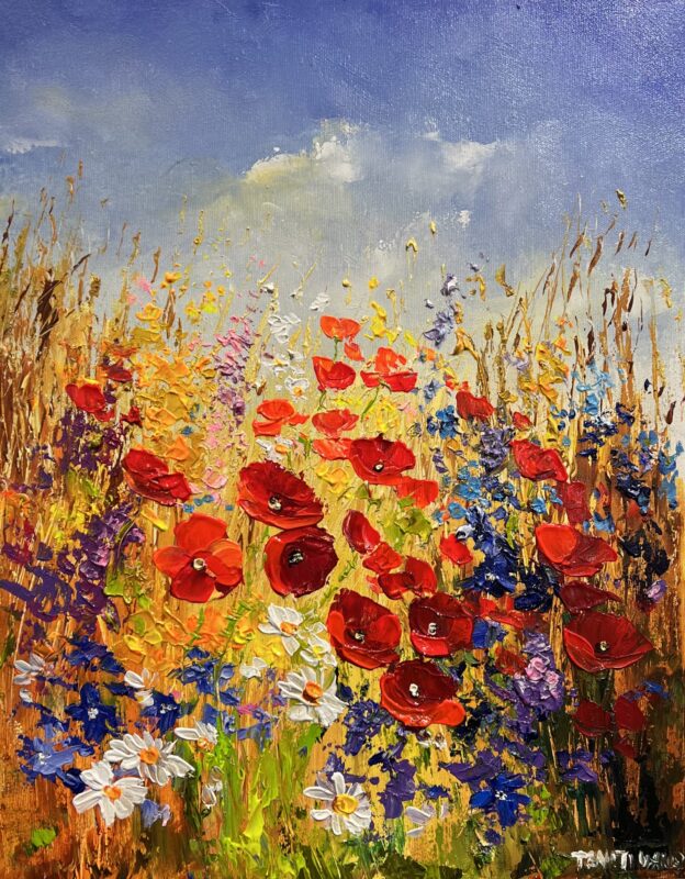 Meadow with poppies - a painting by Pentti Vainio