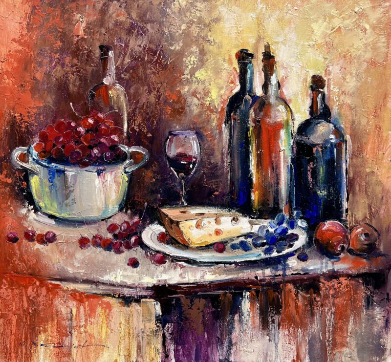 Cheese with wine - a painting by Viktor Fridrikh