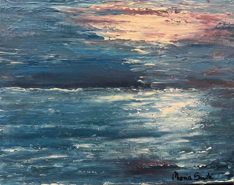 zachód | Turquoise sunset - a painting by Marie Sarté