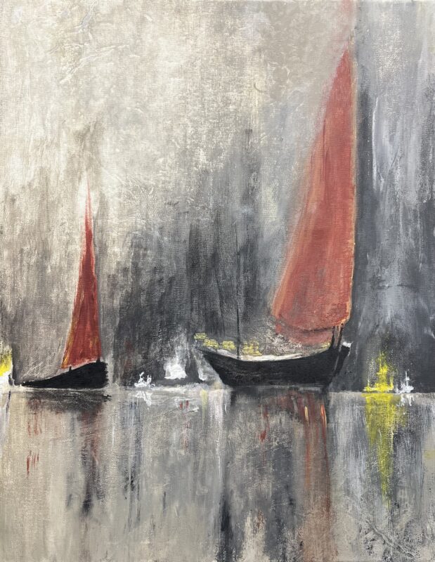 przystań, łodki… | Boats - a painting by Marie Sarté