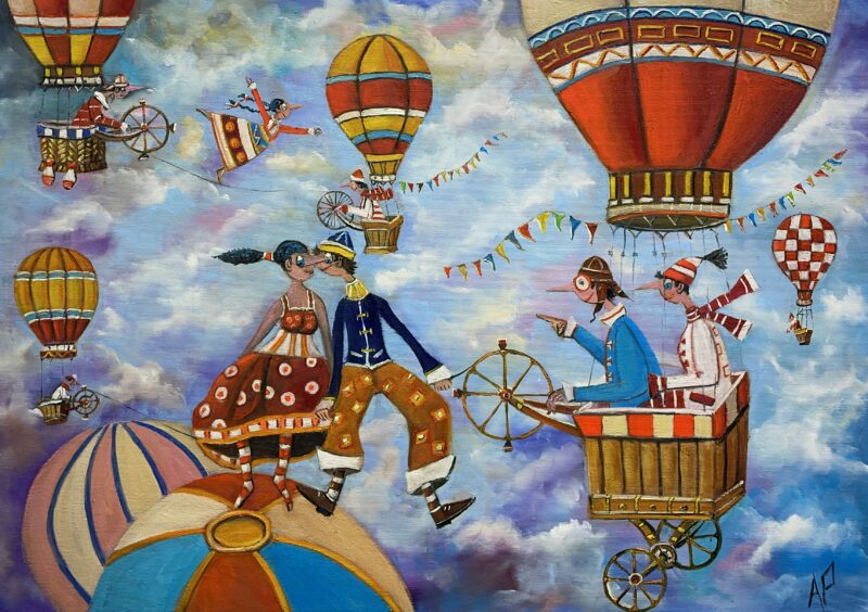 The best fun is in the clouds - a painting by Artur Płachta