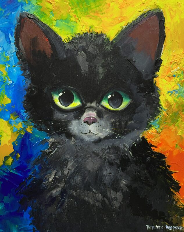 Black cat - a painting by Pentti Vainio