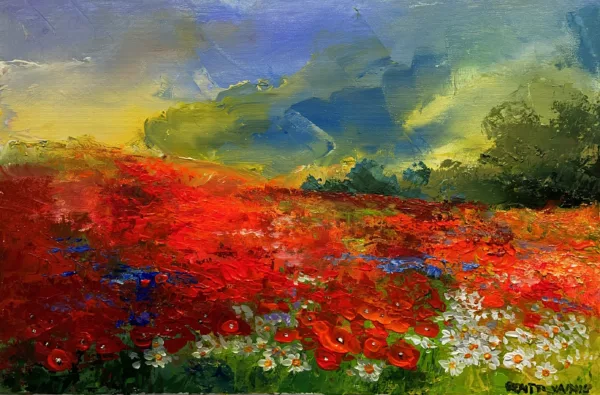 Poppies meadow - a painting by Pentti Vainio