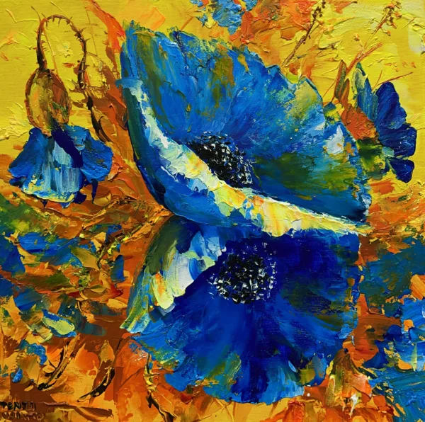 Blue Poppies - a painting by Pentti Vainio