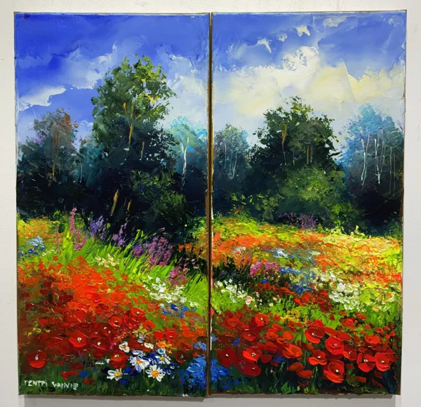 Meadow diptych - a painting by Pentti Vainio