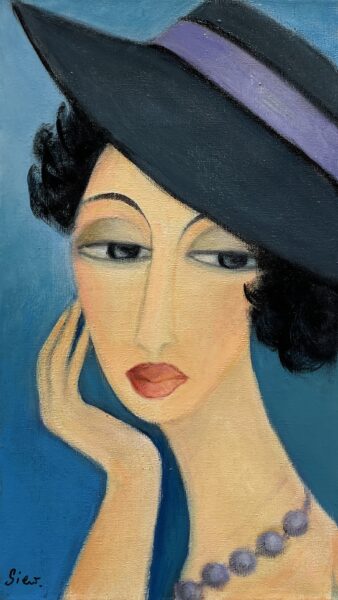 Woman with pearls - a painting by Barbara Siewierska