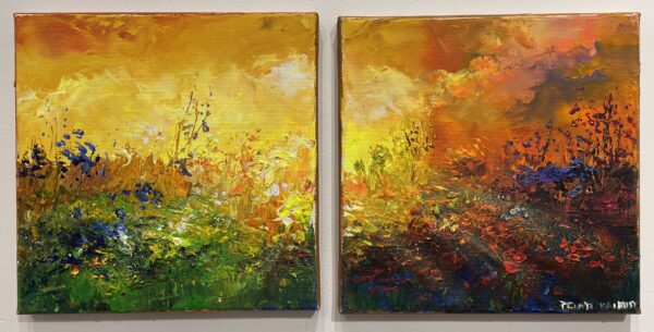 Sunset diptych - a painting by Pentti Vainio