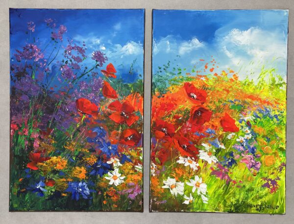 Flowers diptych - a painting by Pentti Vainio