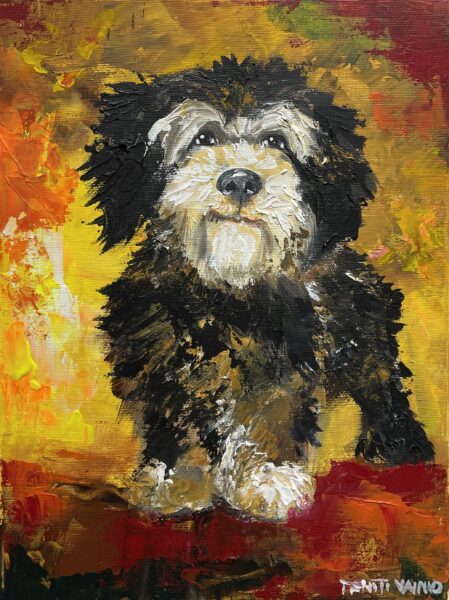 Happy dog - a painting by Pentti Vainio