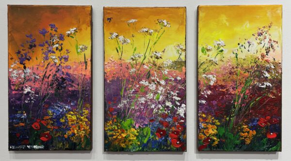 Meadow triptych - a painting by Pentti Vainio