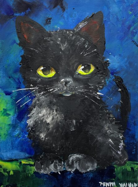 Black Cat - a painting by Pentti Vainio