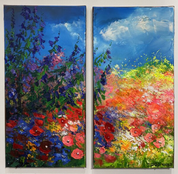 Flowers diptych - a painting by Pentti Vainio