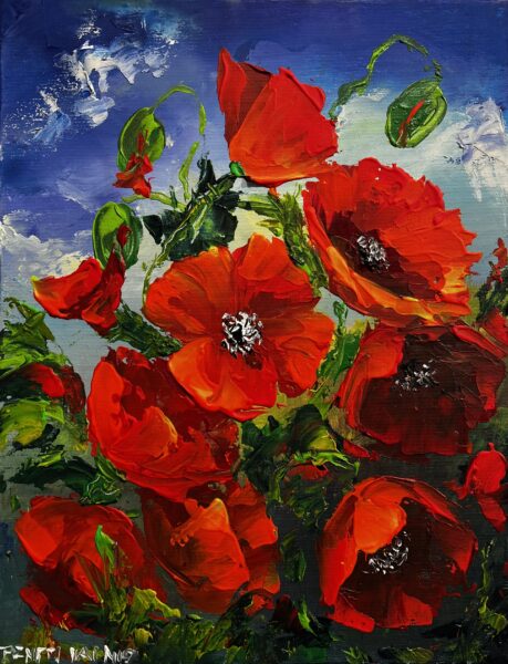 Poppies composition - a painting by Pentti Vainio